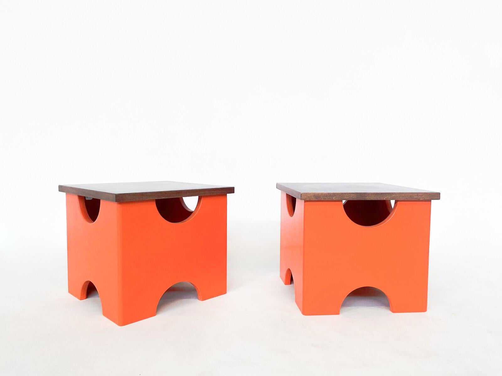 Mid-Century Modern Pair of Dado Stools by Ettore Sottsass For Sale 6