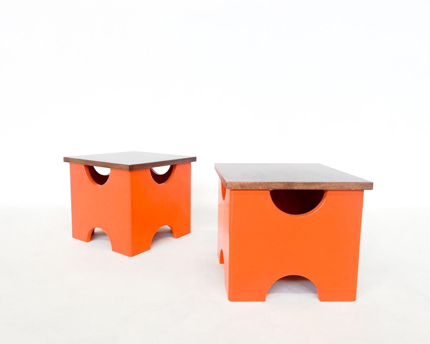 Mid-Century Modern Pair of Dado Stools by Ettore Sottsass For Sale 5