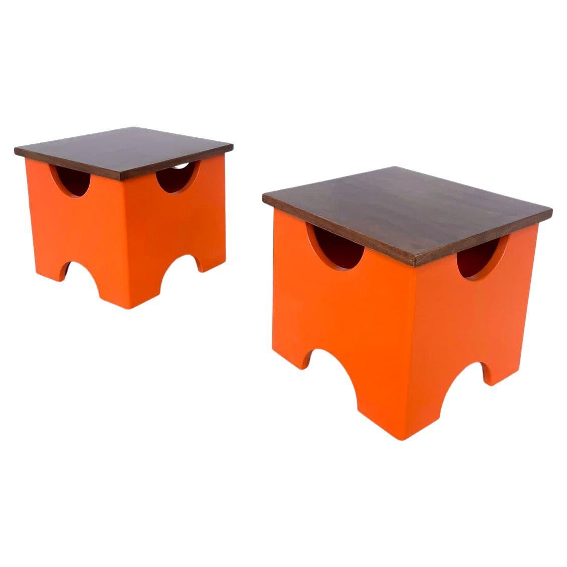 Mid-Century Modern Pair of Dado Stools by Ettore Sottsass For Sale