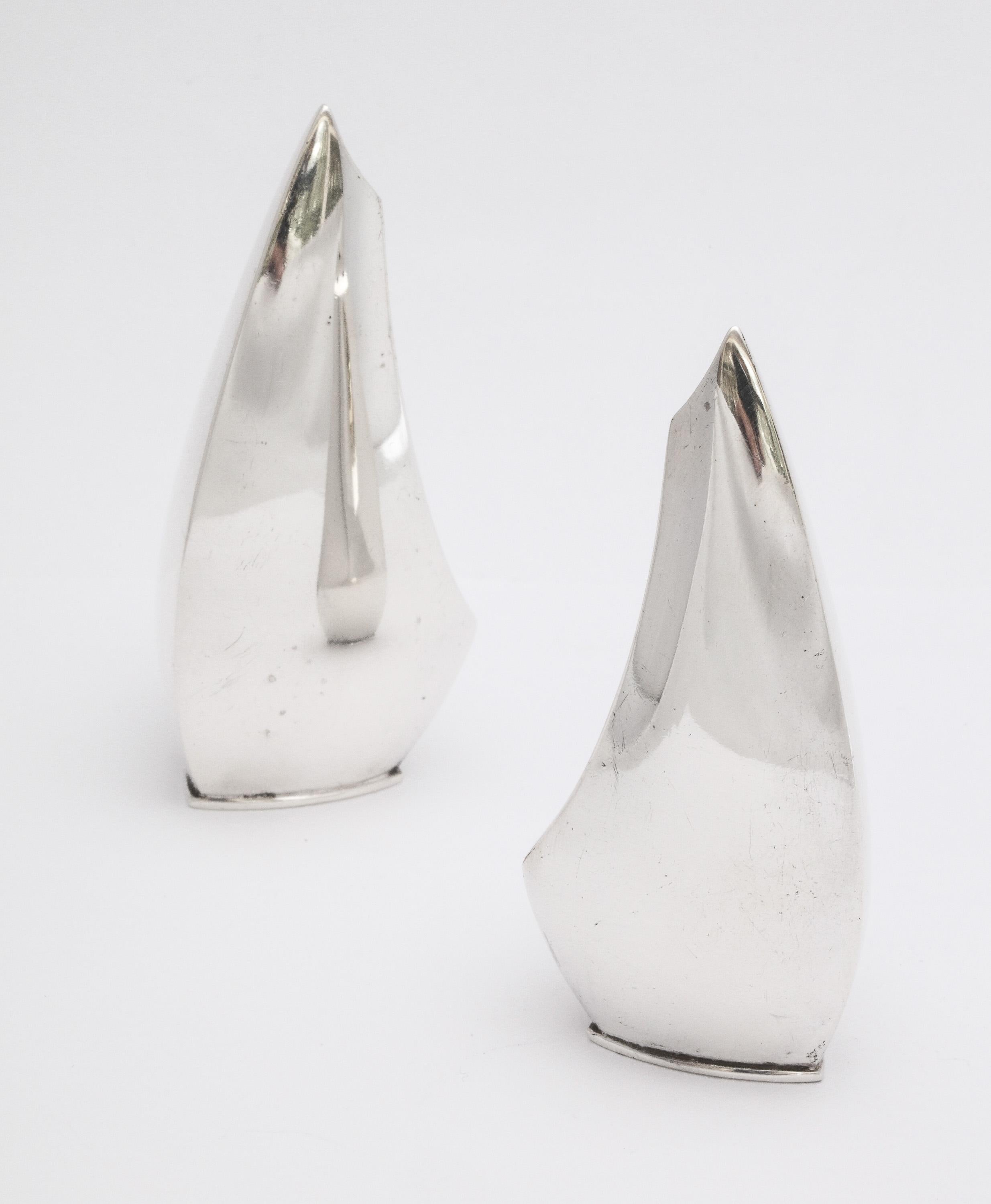 Mid-Century Modern Pair of Danish Sterling Silver Salt and Pepper Shakers, ABSA For Sale 5