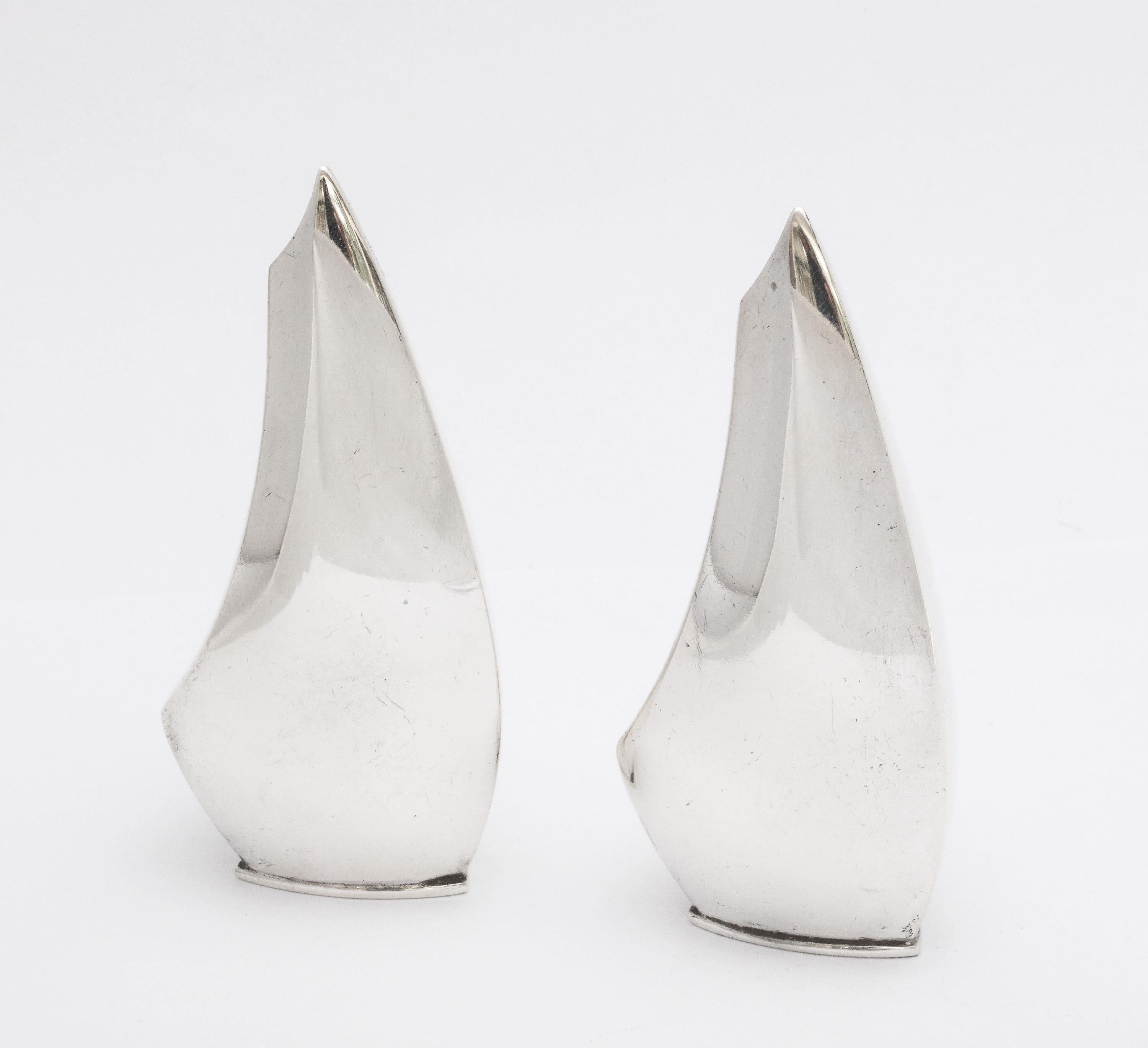 Mid-Century Modern Pair of Danish Sterling Silver Salt and Pepper Shakers, ABSA For Sale 6
