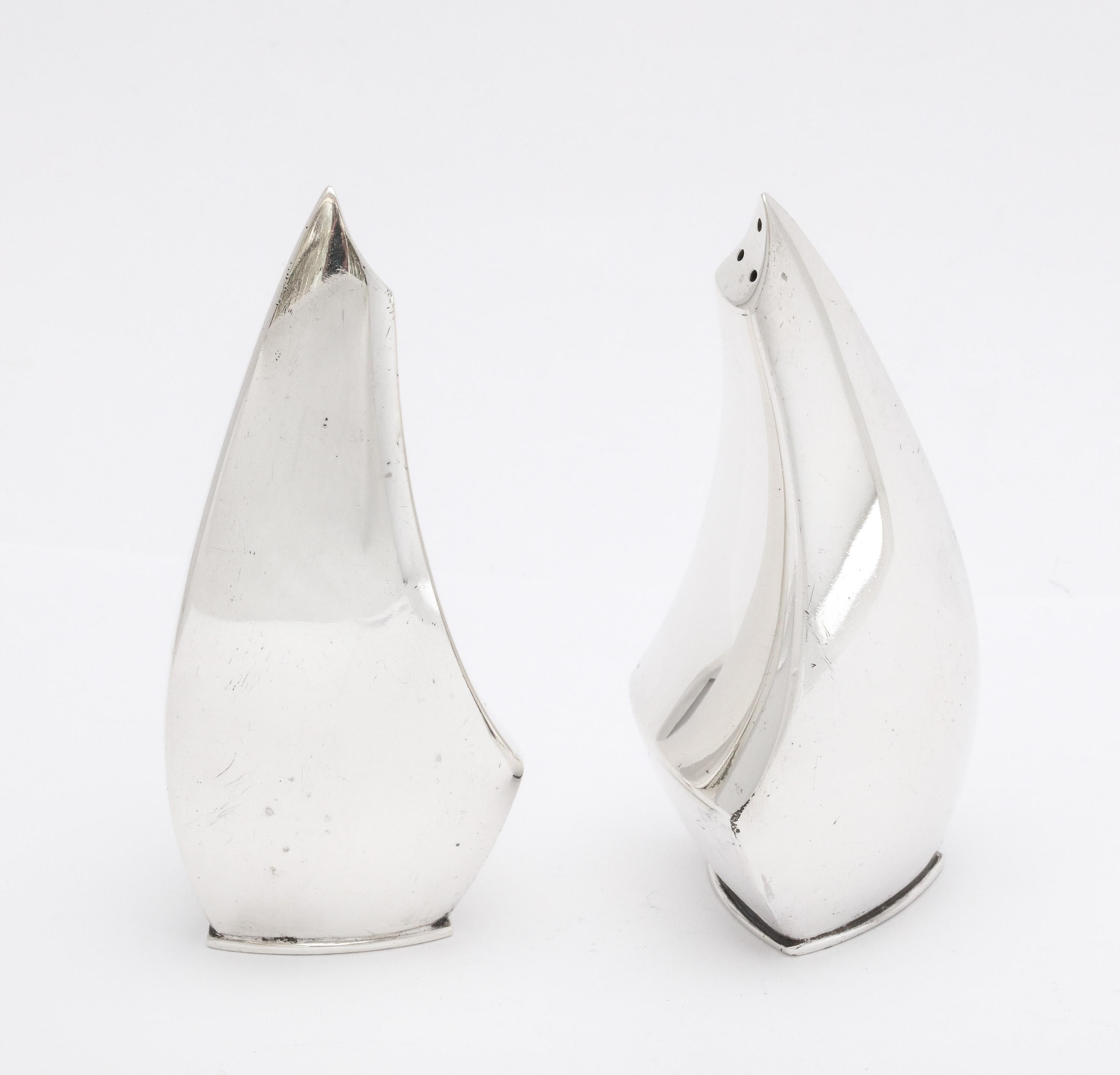 Mid-Century Modern Pair of Danish Sterling Silver Salt and Pepper Shakers, ABSA For Sale 8