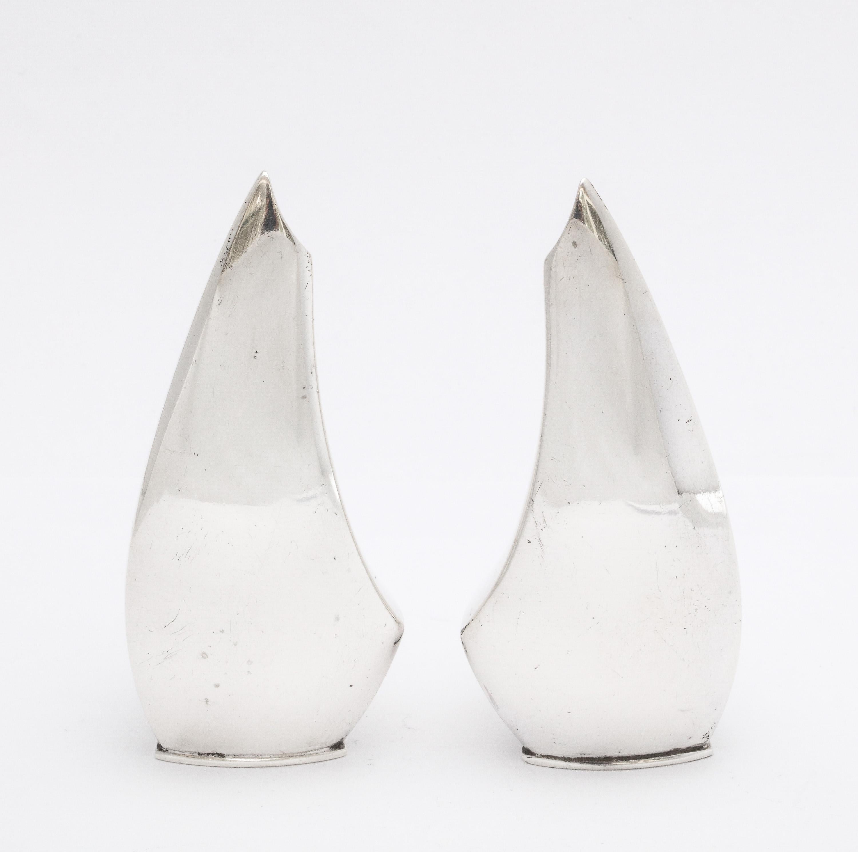 Mid-Century Modern Pair of Danish Sterling Silver Salt and Pepper Shakers, ABSA For Sale 9