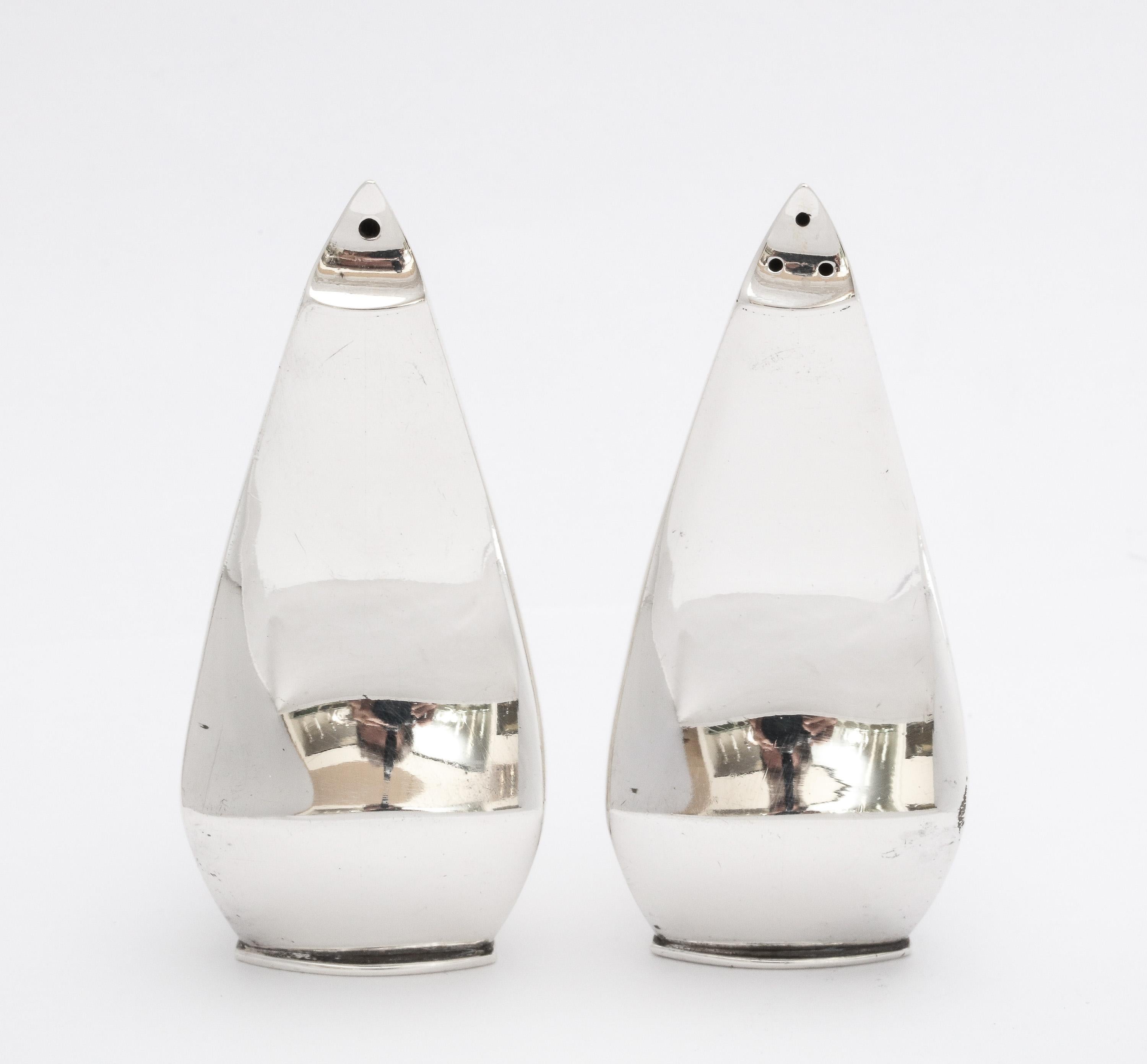 Mid-20th Century Mid-Century Modern Pair of Danish Sterling Silver Salt and Pepper Shakers, ABSA For Sale