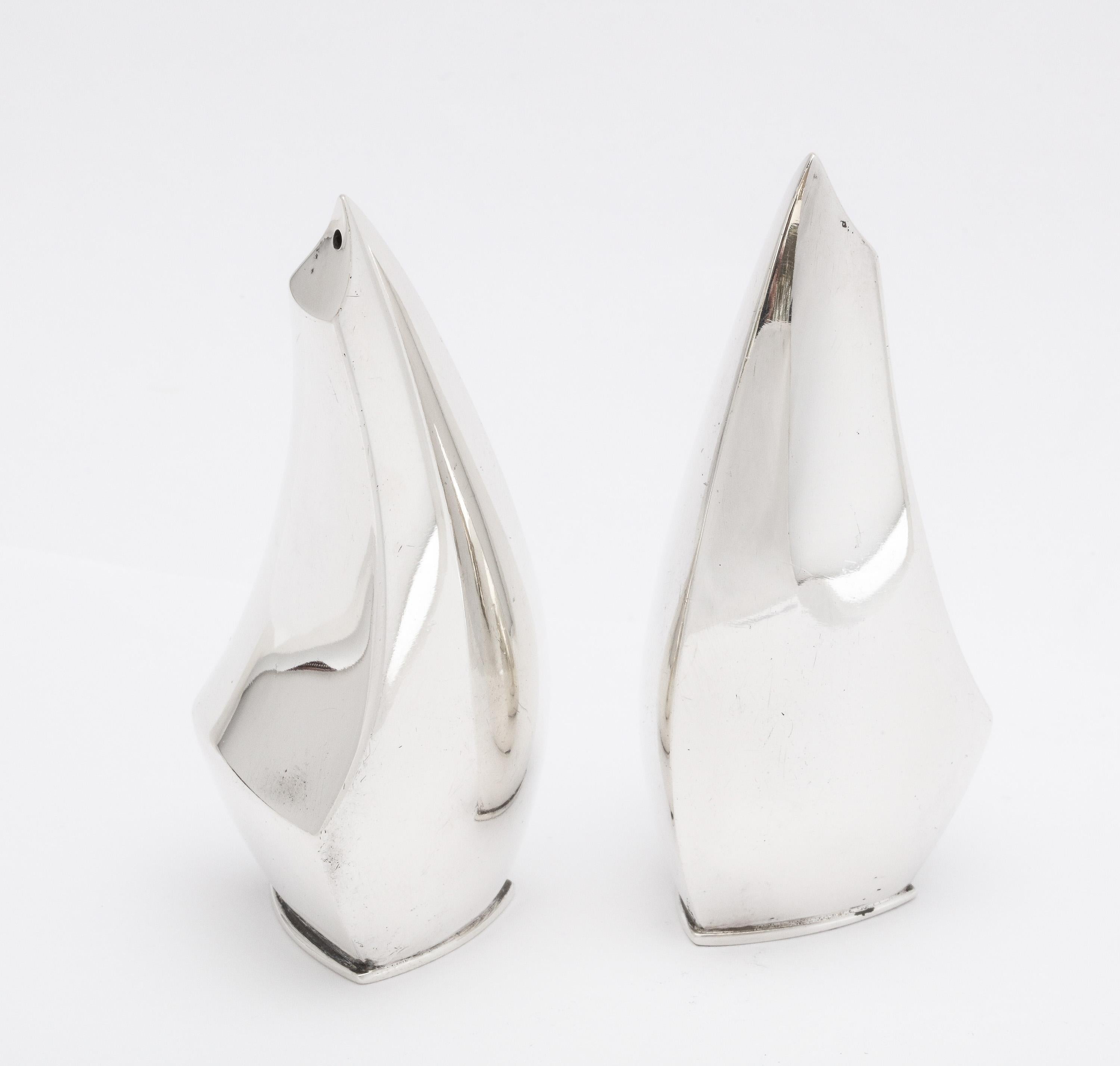 Mid-Century Modern Pair of Danish Sterling Silver Salt and Pepper Shakers, ABSA For Sale 1