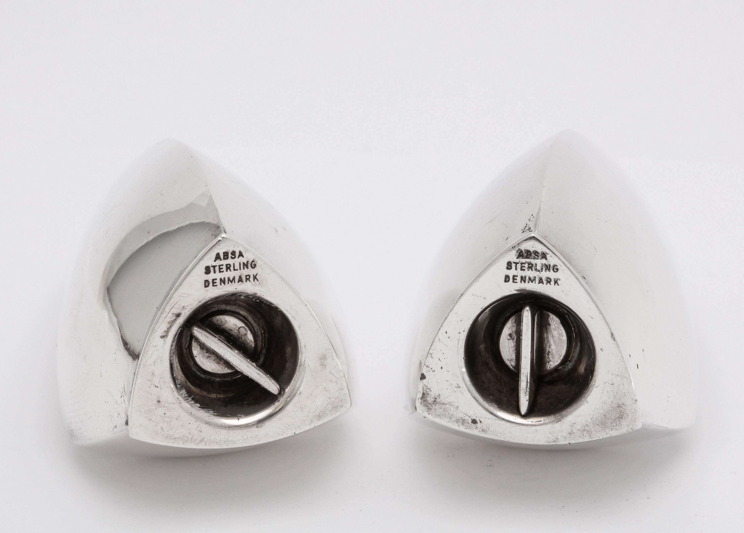Mid-Century Modern Pair of Danish Sterling Silver Salt and Pepper Shakers, ABSA For Sale 2