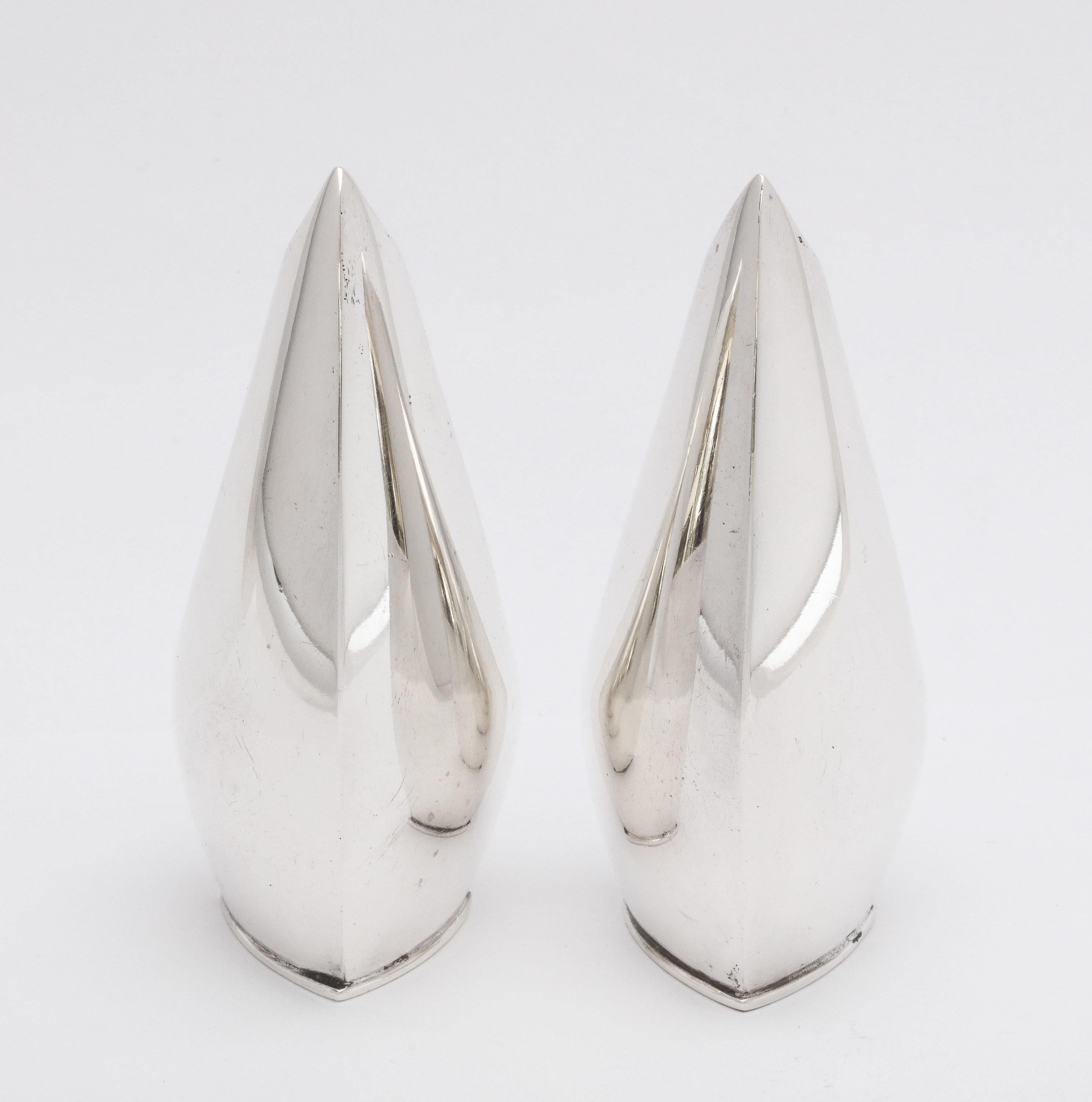 Mid-Century Modern Pair of Danish Sterling Silver Salt and Pepper Shakers, ABSA For Sale 4