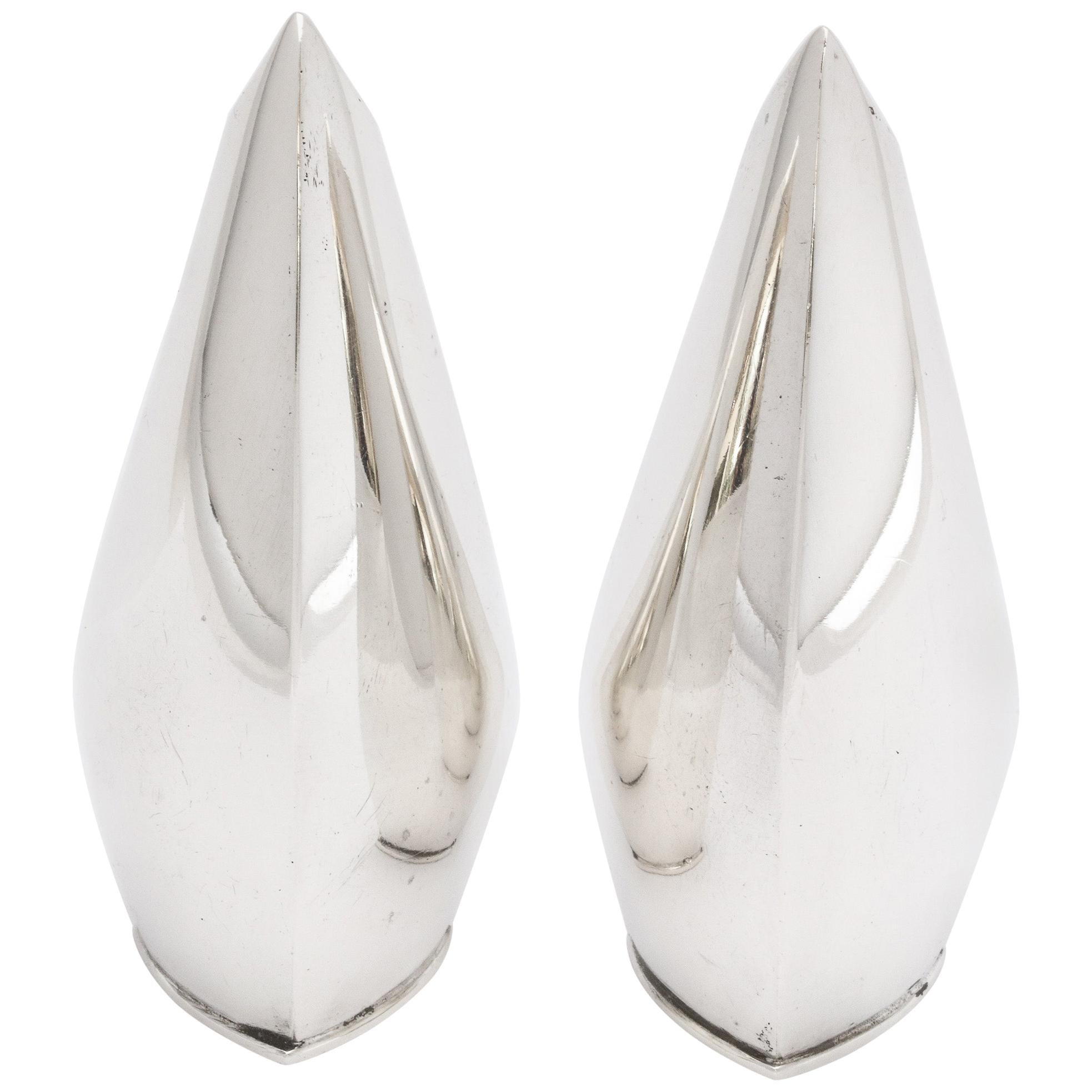 Mid-Century Modern Pair of Danish Sterling Silver Salt and Pepper Shakers, ABSA For Sale