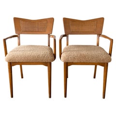 Mid-Century Modern Pair of Danish Woven Back Walnut Wood Chairs