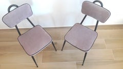 Mid-Century Modern Pair of Dark Metal and Lilac Velvet Chairs, 1950s