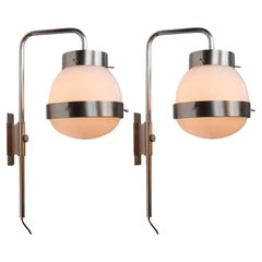 Mid-Century Modern Pair of Delta Wall Lights by Sergio Mazza for Artemide- Italy