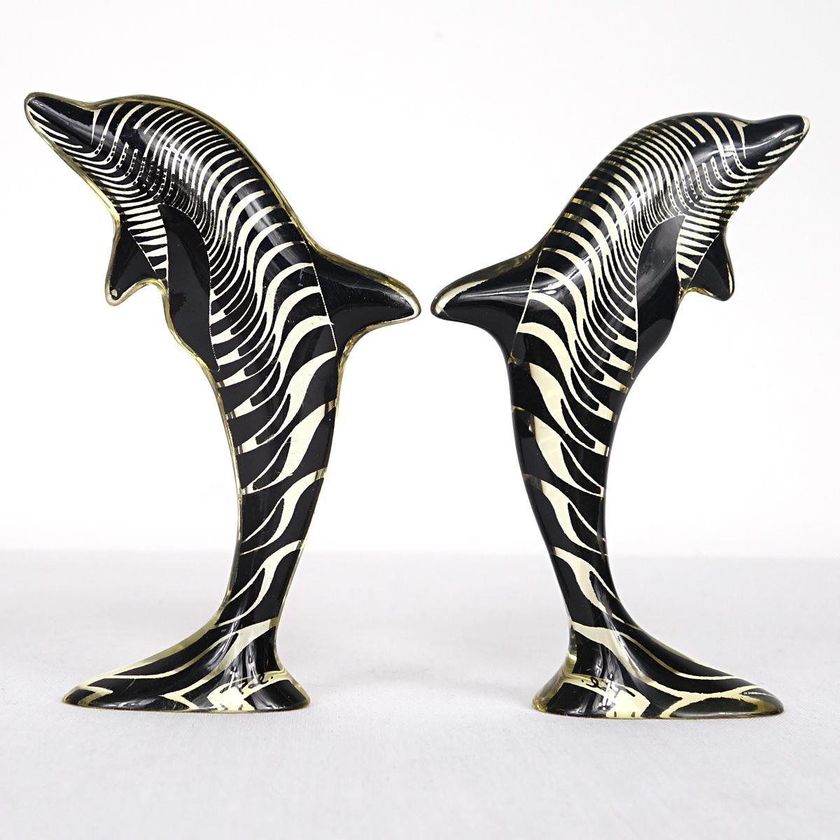 Modernes Paar Delphine aus Lucite aus der Mitte des Jahrhunderts, hergestellt von Abraham Palatnik (Moderne der Mitte des Jahrhunderts) im Angebot