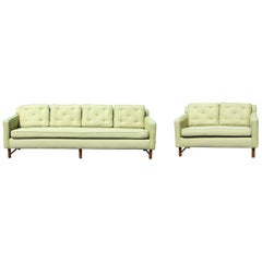 Mid-Century Modern Pair of Dunbar Model #5318 Sofa and Loveseat