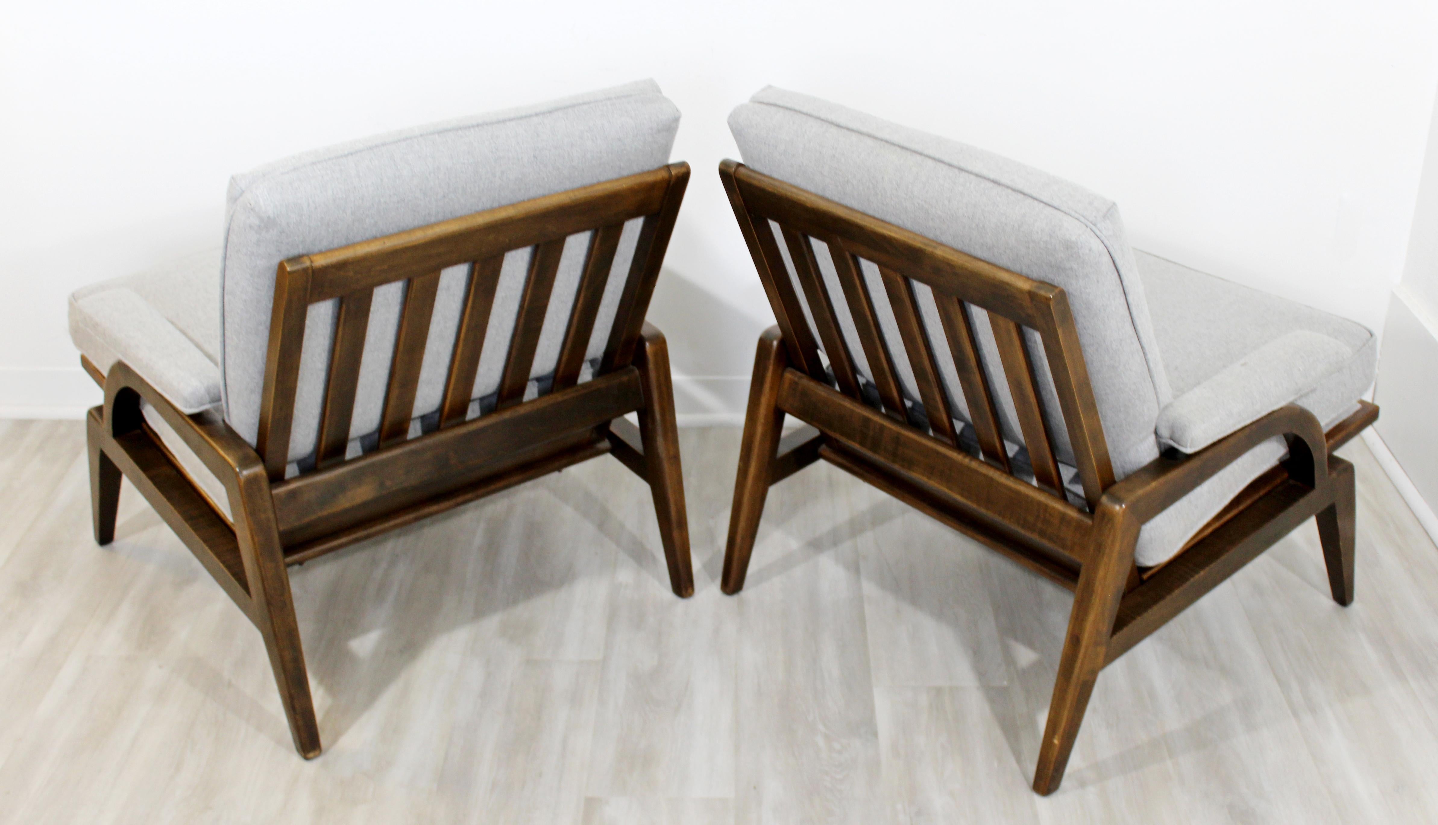 Mid-Century Modern Pair of Dunbar Style Wood Lounge Armchairs, 1960s 2