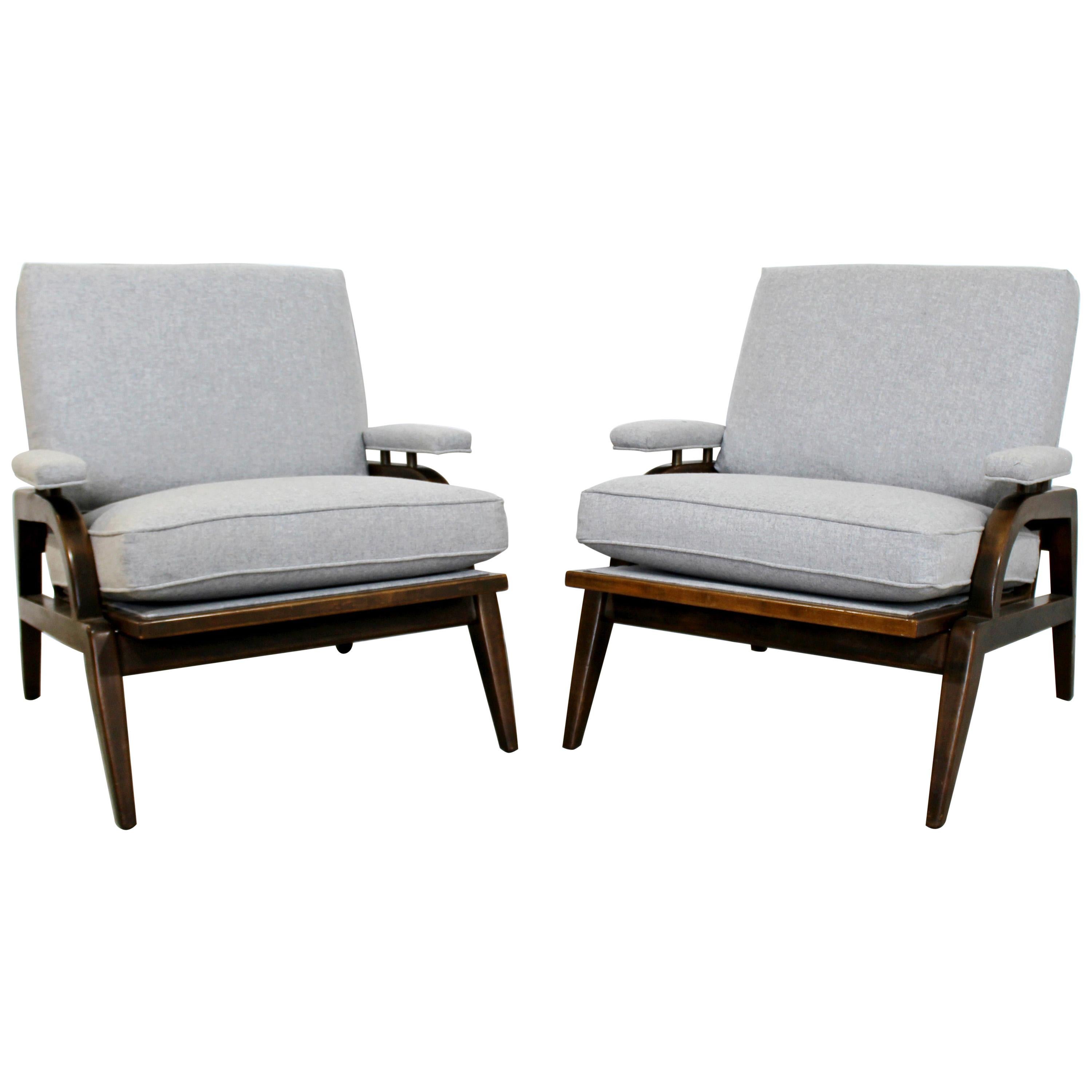 Mid-Century Modern Pair of Dunbar Style Wood Lounge Armchairs, 1960s