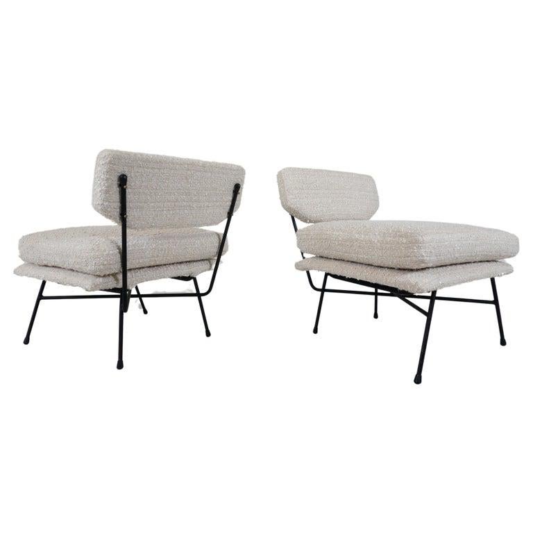 Fabric Mid-Century Modern Pair of 'Elettra' Armchairs by Stdio BBPR for Arflex, 1950s For Sale