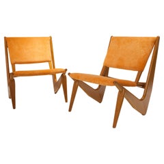 Mid-Century Modern Pair of Elm Armchairs, Italy, 1950