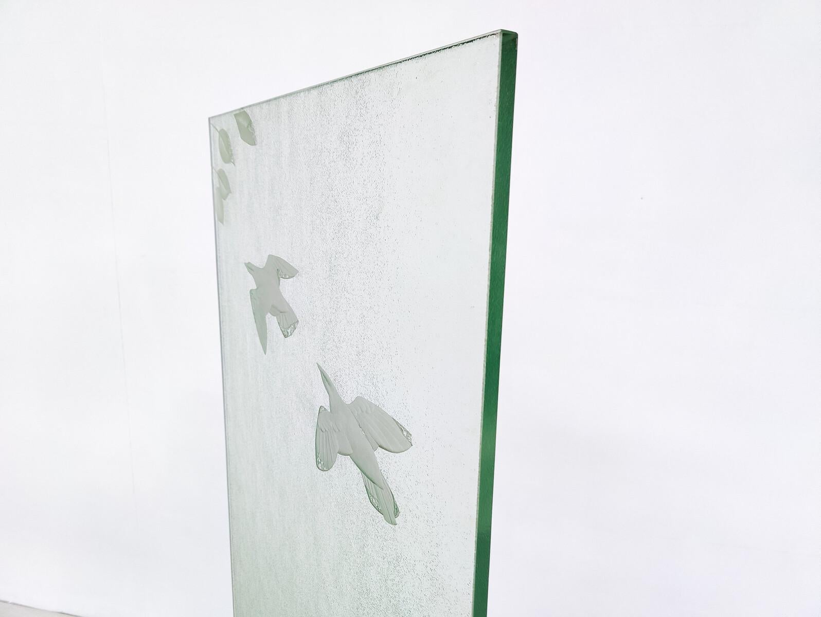 Mid-Century Modern Pair of Engraved Glass Panels, 1950s For Sale 3
