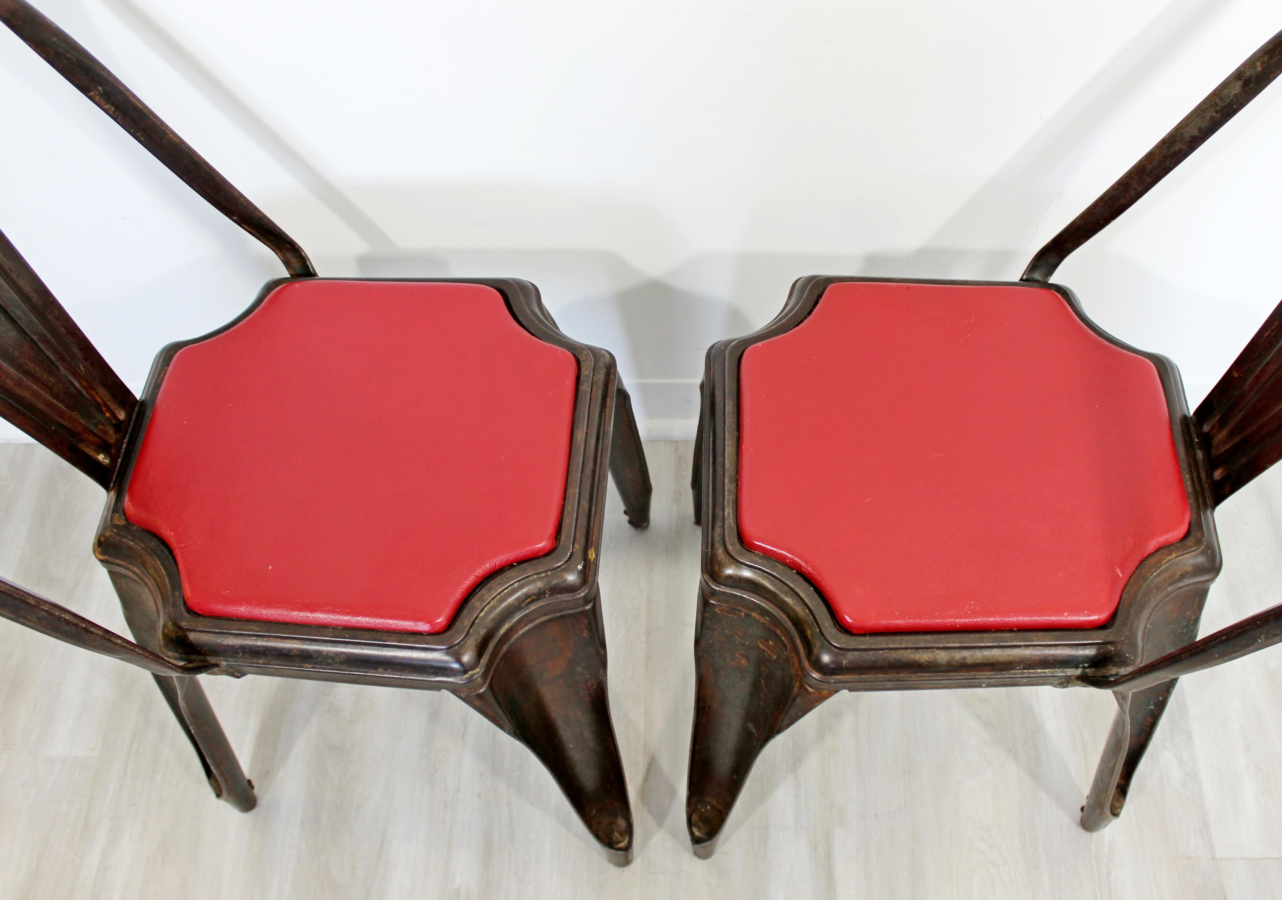 French Mid-Century Modern Pair of Fibrocit Stacking Bistro Chairs Metal, France, 1950s For Sale