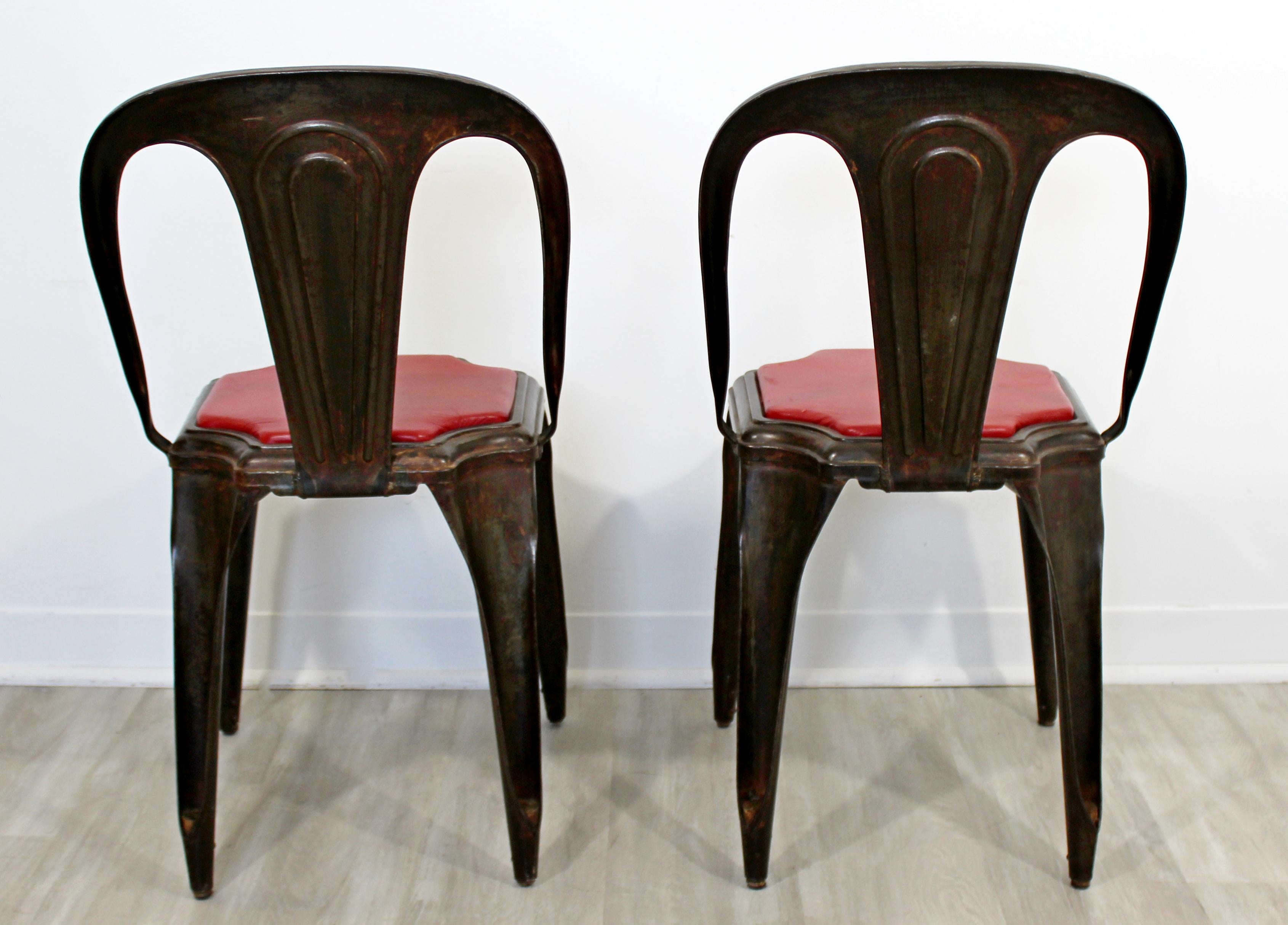 Mid-20th Century Mid-Century Modern Pair of Fibrocit Stacking Bistro Chairs Metal, France, 1950s For Sale