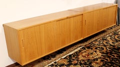 Mid-Century Modern Pair of Floating Teak Wood Credenzas Scandinavian Style 1960s