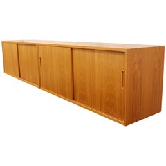 Mid-Century Modern Pair of Floating Teak Wood Credenzas Scandinavian Style 1960s