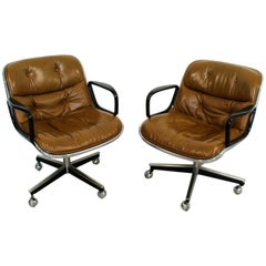 Mid-Century Modern Pair of Florence Knoll Pollock Executive Office Armchairs