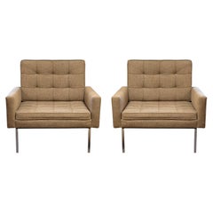 Mid Century Modern Pair of Florence Knoll Tufted Armchairs