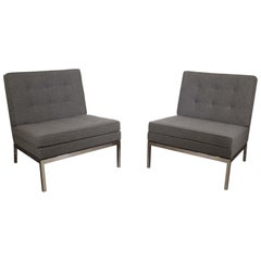 Paire de chaises pantoufles touffetées Florence Knoll, moderne du milieu du siècle dernier