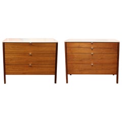 Mid-Century Modern Pair of Florence Knoll Walnut Dressers, 1960s