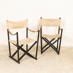 Mid-Century Modern Pair of Folding Director's Chairs Designed by Mogens Koch, De