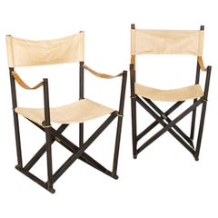 Mid-Century Modern Pair of Folding Director's Chairs Designed by Mogens Koch, De