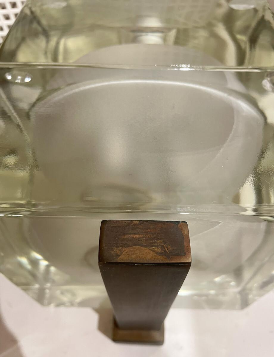 Metal Mid-Century Modern Pair of Frosted Glass Cubosfera Wall Lights
