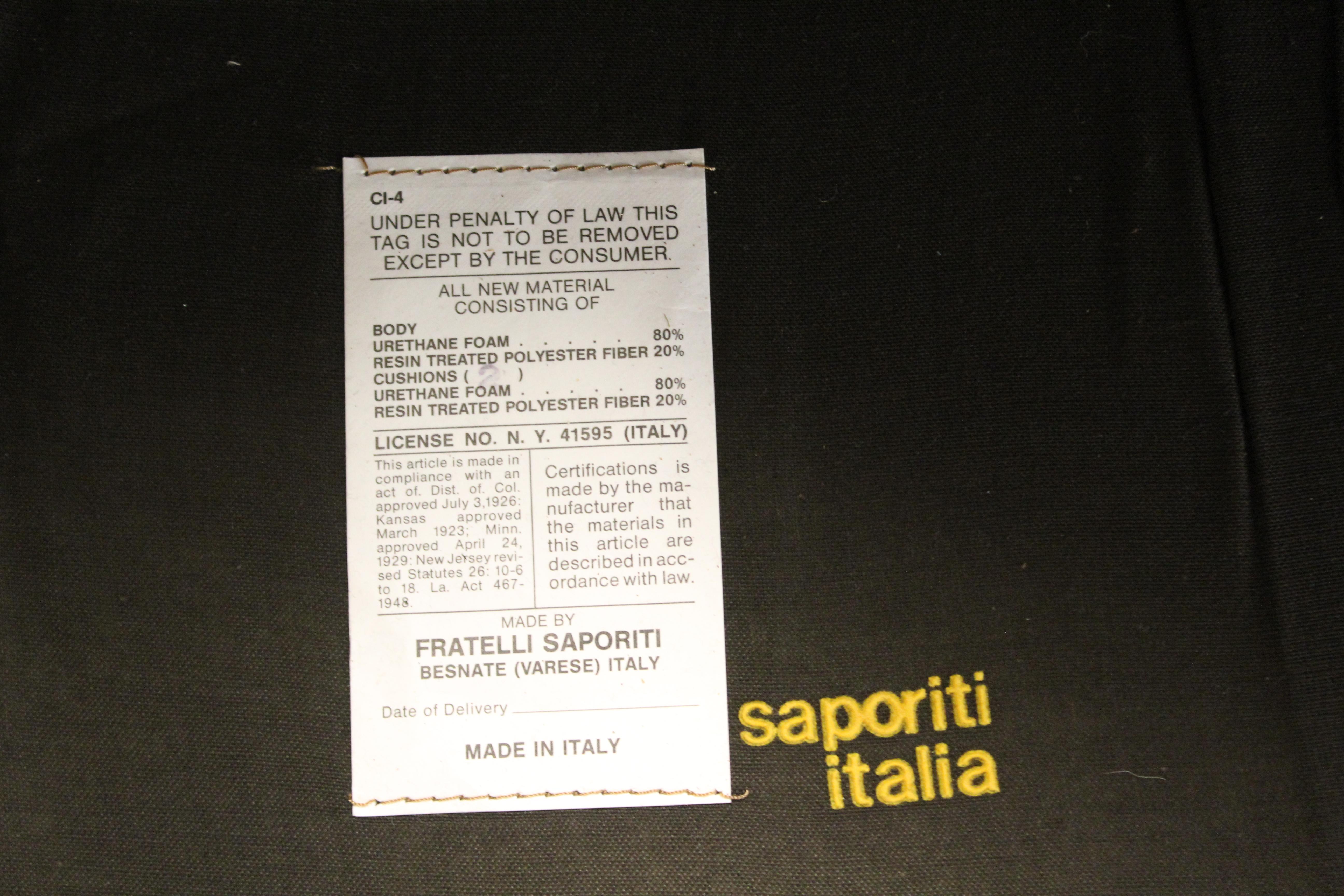 Mid-Century Modern Pair of Giovanni Offredi Saporiti Leather Wave Loveseat Sofas 11