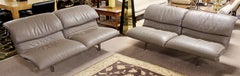 Mid-Century Modern Pair of Giovanni Offredi Saporiti Leather Wave Loveseat Sofas