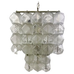 Mid-Century Modern Pair of Glass Chandeliers, Italy, 1960s
