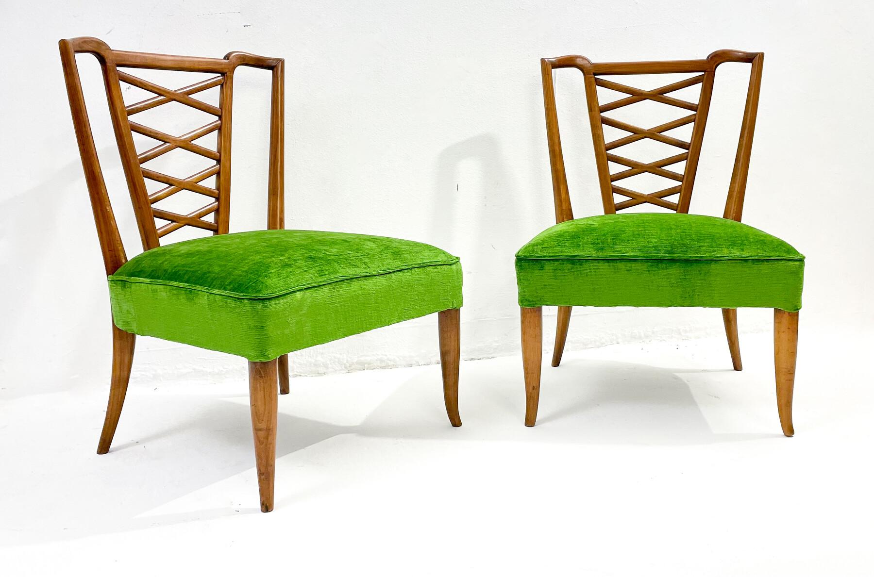 Mid-Century Modern Pair of Green Fireside Armchairs by Osvaldo Borsani 1