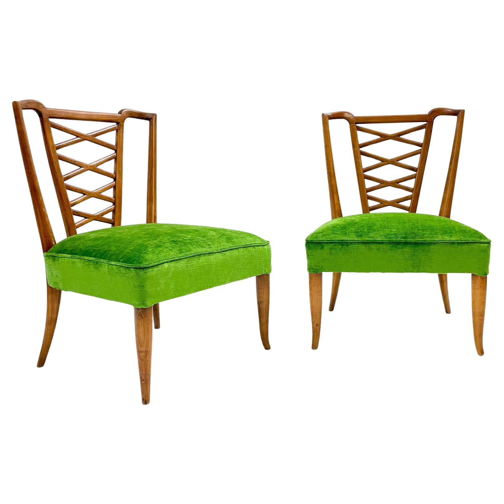 Mid-Century Modern Pair of Green Fireside Armchairs by Osvaldo Borsani