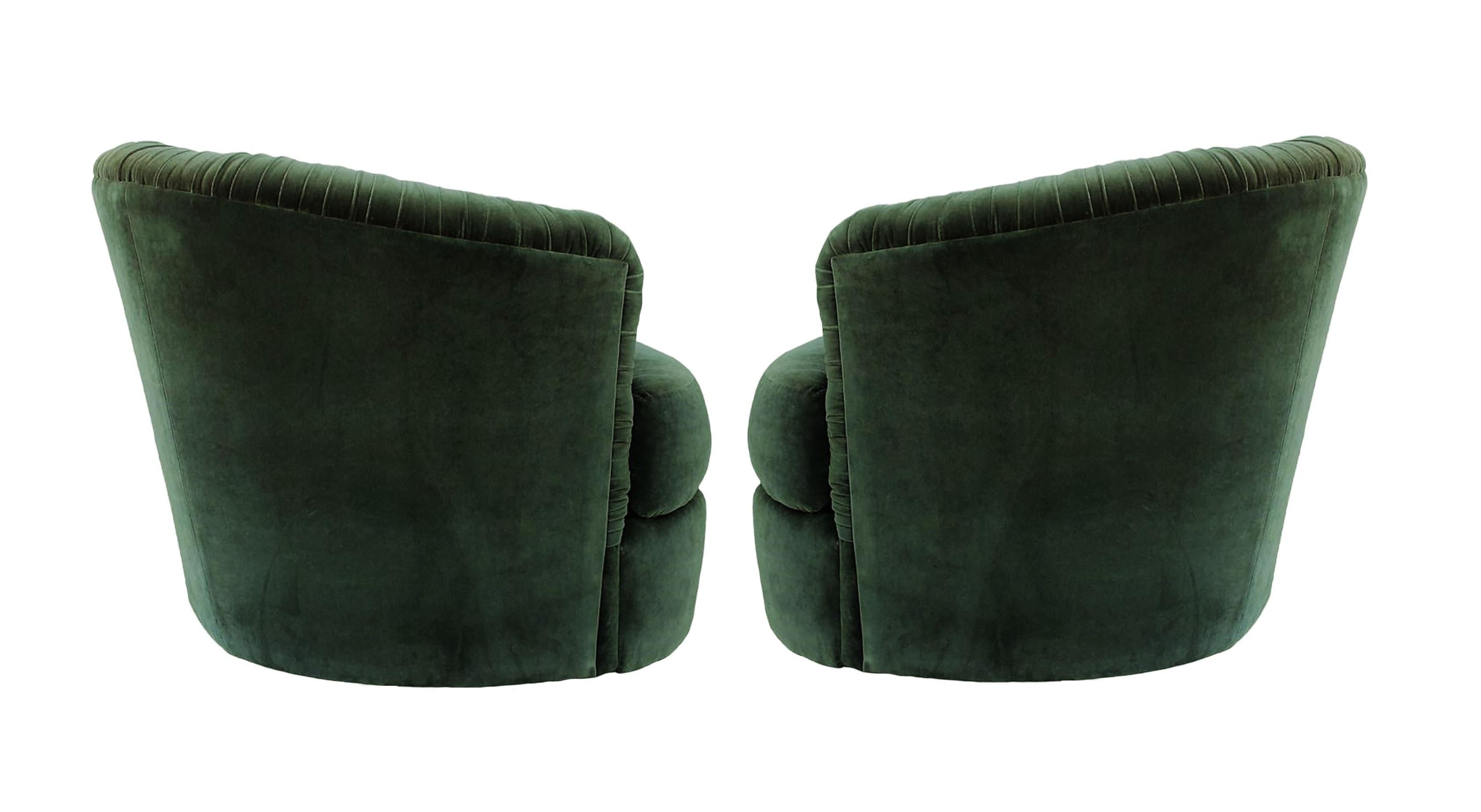 green barrel swivel chair