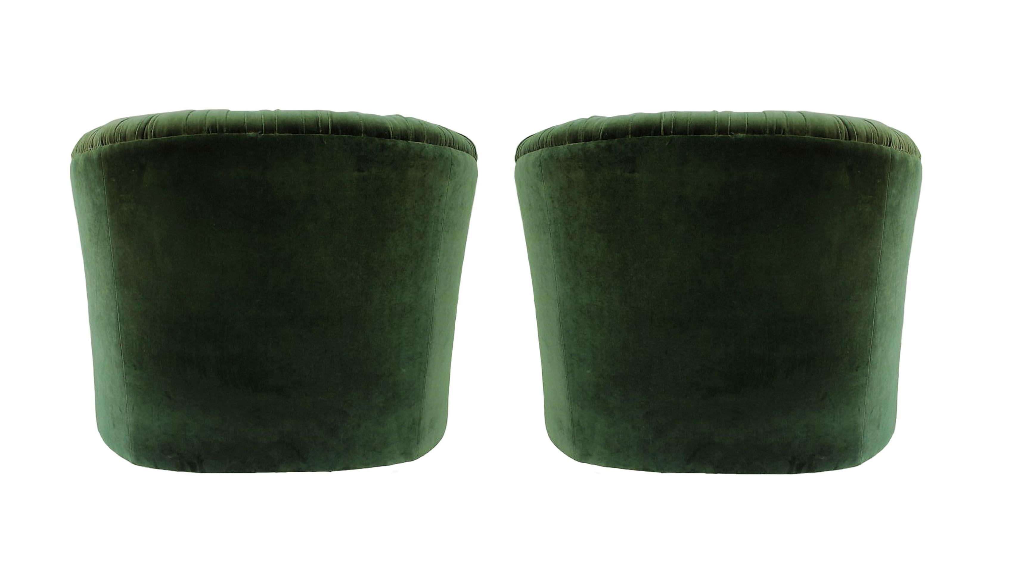 green swivel barrel chair