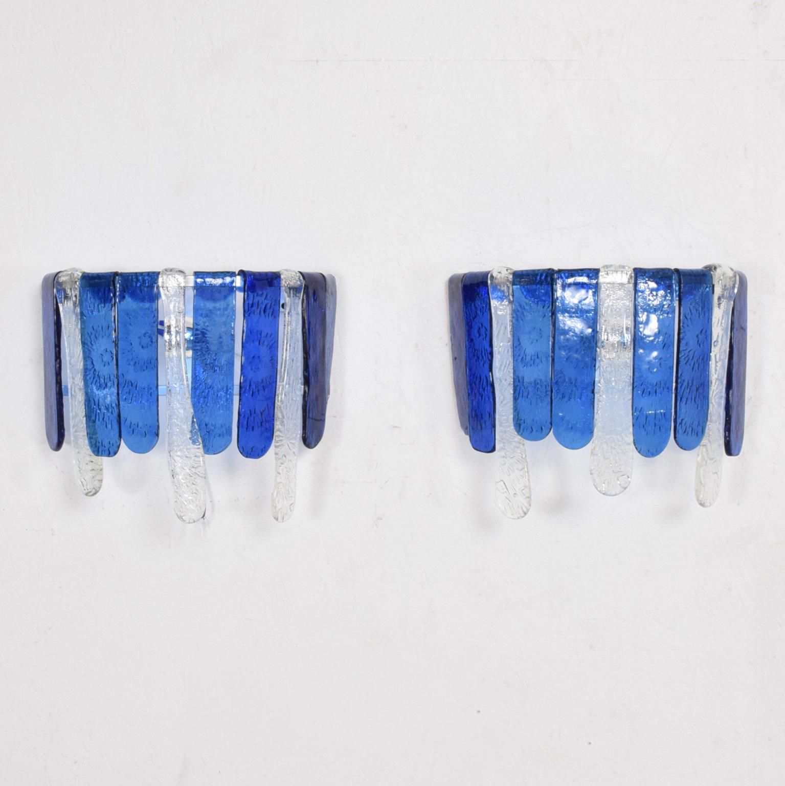 For your consideration a pair of beautiful handblown glass wall sconces. 
Mexico, circa 1970s, attributed to Feders. 

Rewired. Ready to go. 

Dimensions: 11 3/4