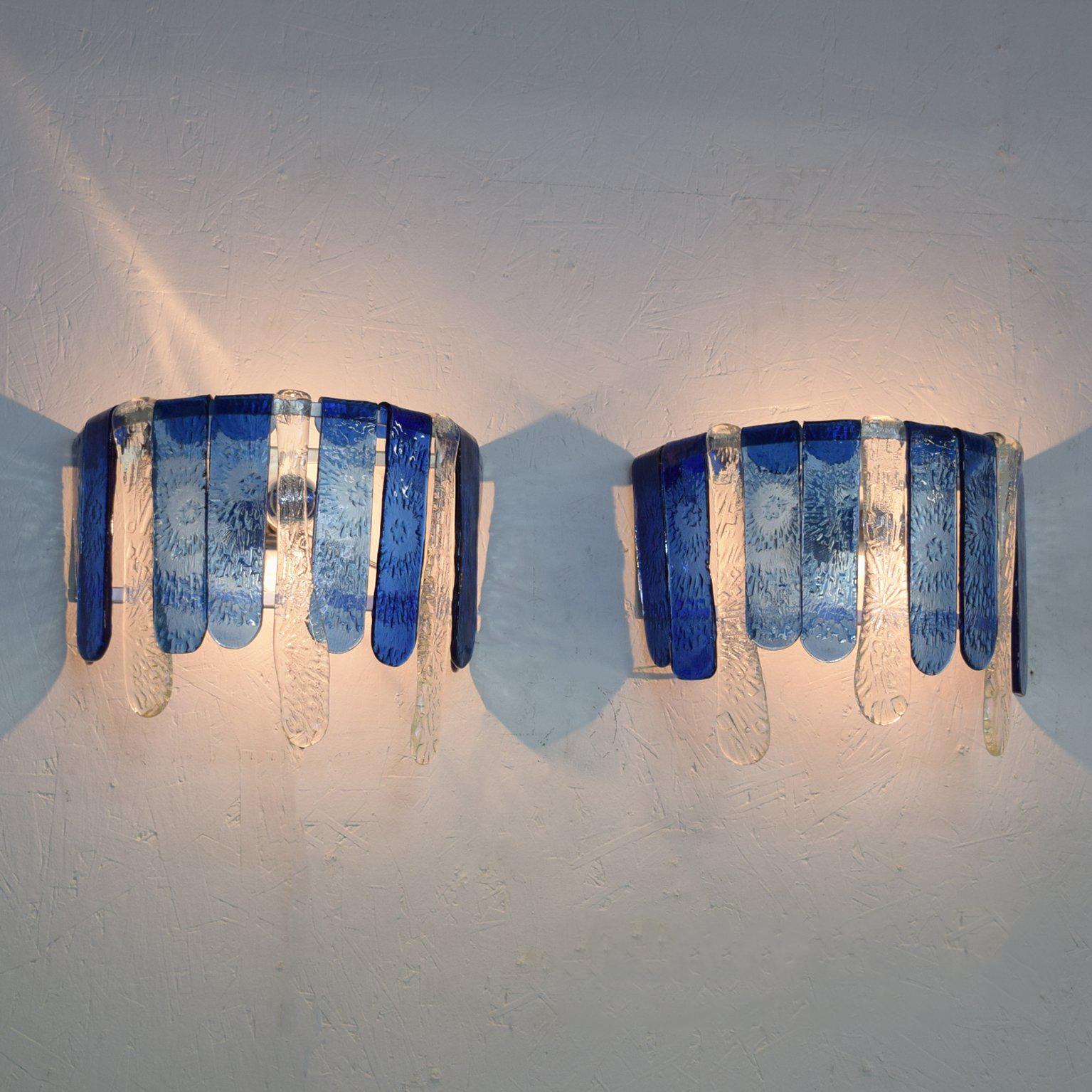 Mid-Century Modern Pair of Handblown Glass Sconces, Feders 1