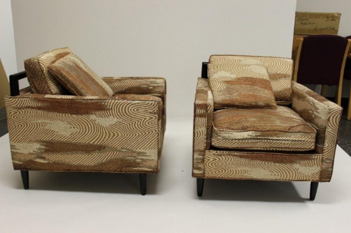 American Mid-Century Modern Pair Harvey Probber Style Club Lounge Chairs