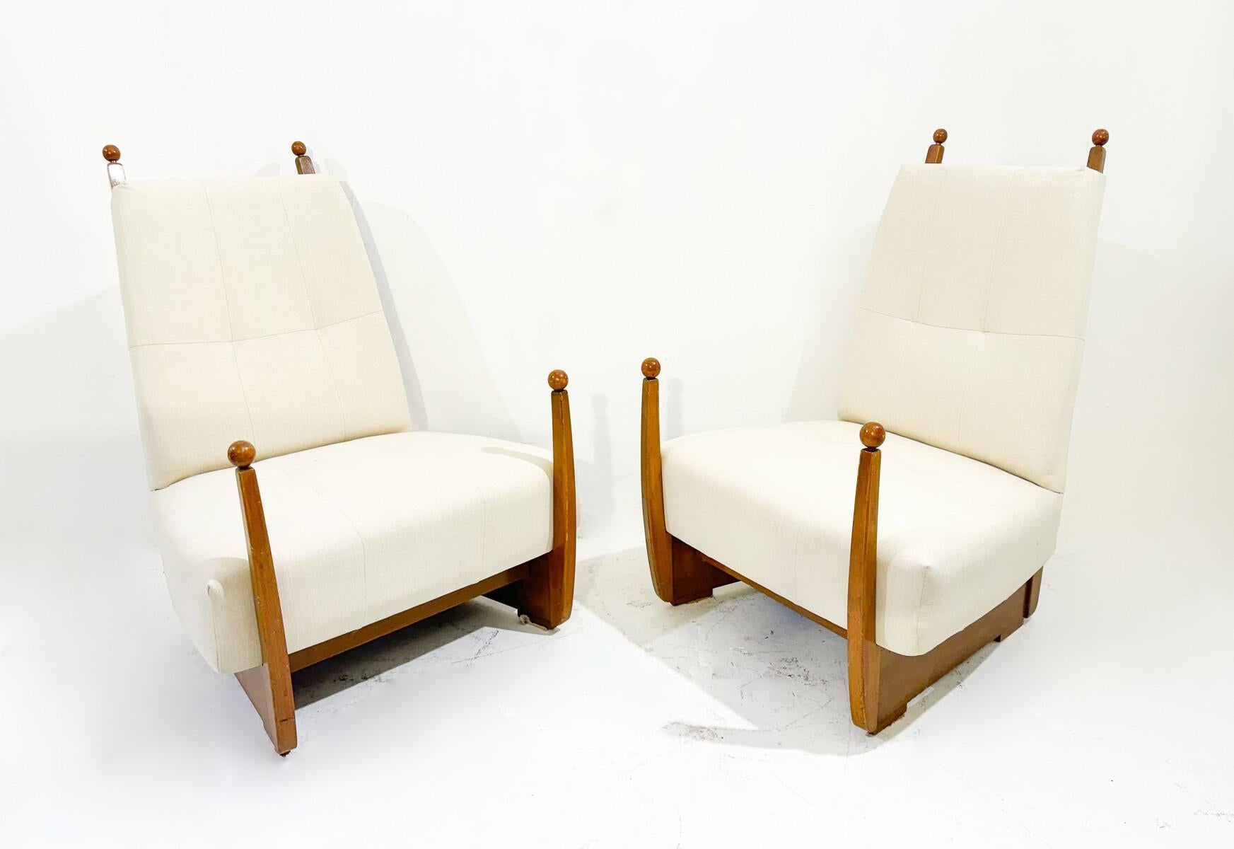 Fabric Mid-Century Modern Pair of Hungarian Armchair, 1960s- New Upholstery For Sale
