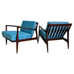 Mid Century Modern Pair of Ib Kofod-Larsen for Selig Walnut Lounge Chairs Mid Century Modern Pair of Ib Kofod-Larsen for Selig Walnut Lounge Chairs