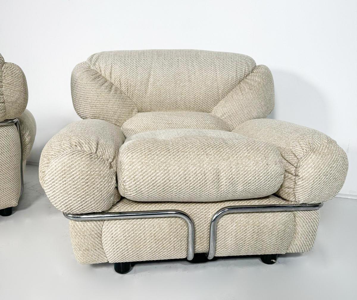 Tissu Paire de fauteuils italiens modernes du milieu du siècle, 1960 en vente