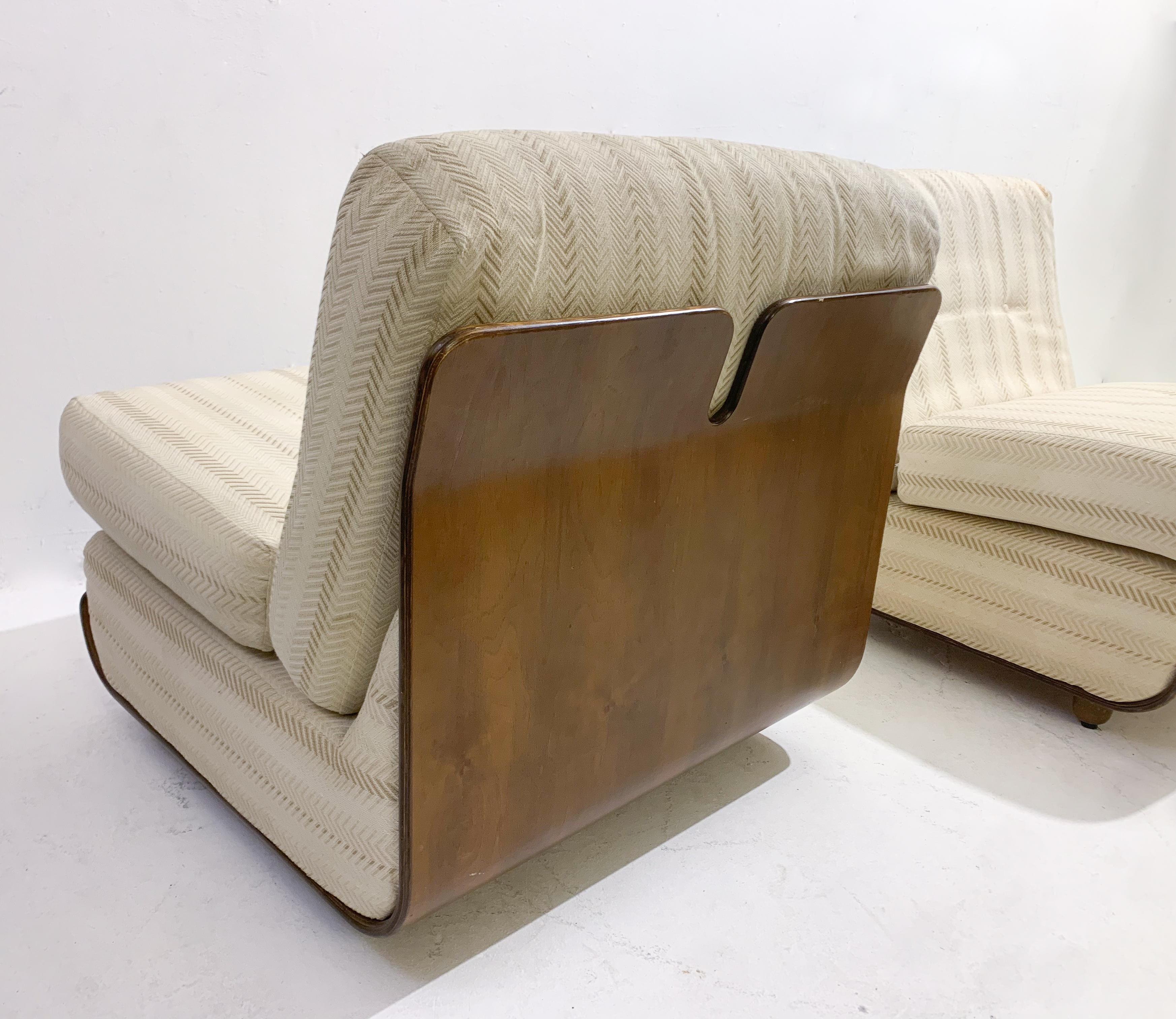 Mid-20th Century Mid-Century Modern Pair of Italian Armchairs, 1960s, Original Fabric