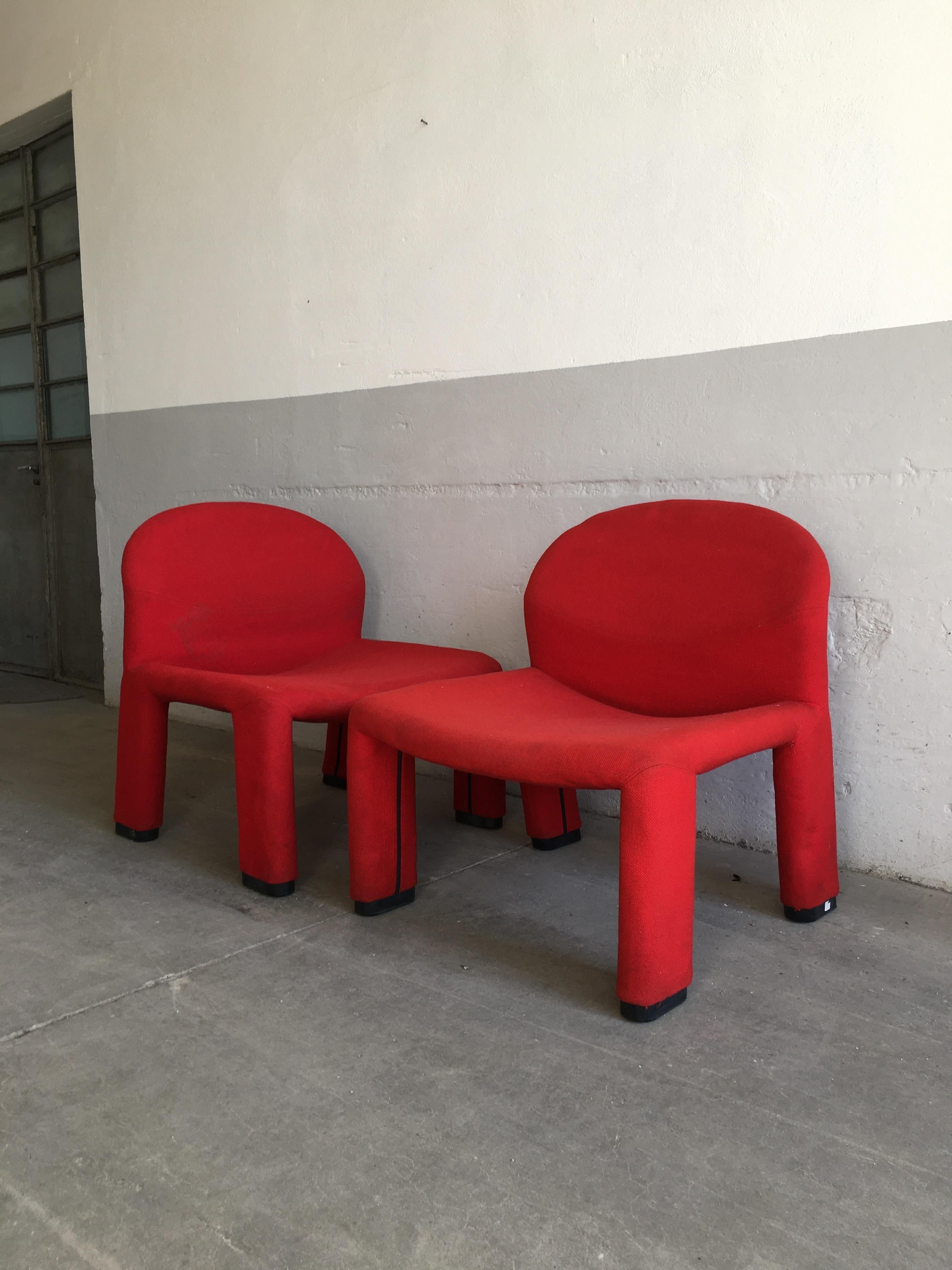 Late 20th Century Mid-Century Modern Pair of Italian Armchairs in the Style of Anonima Castelli For Sale