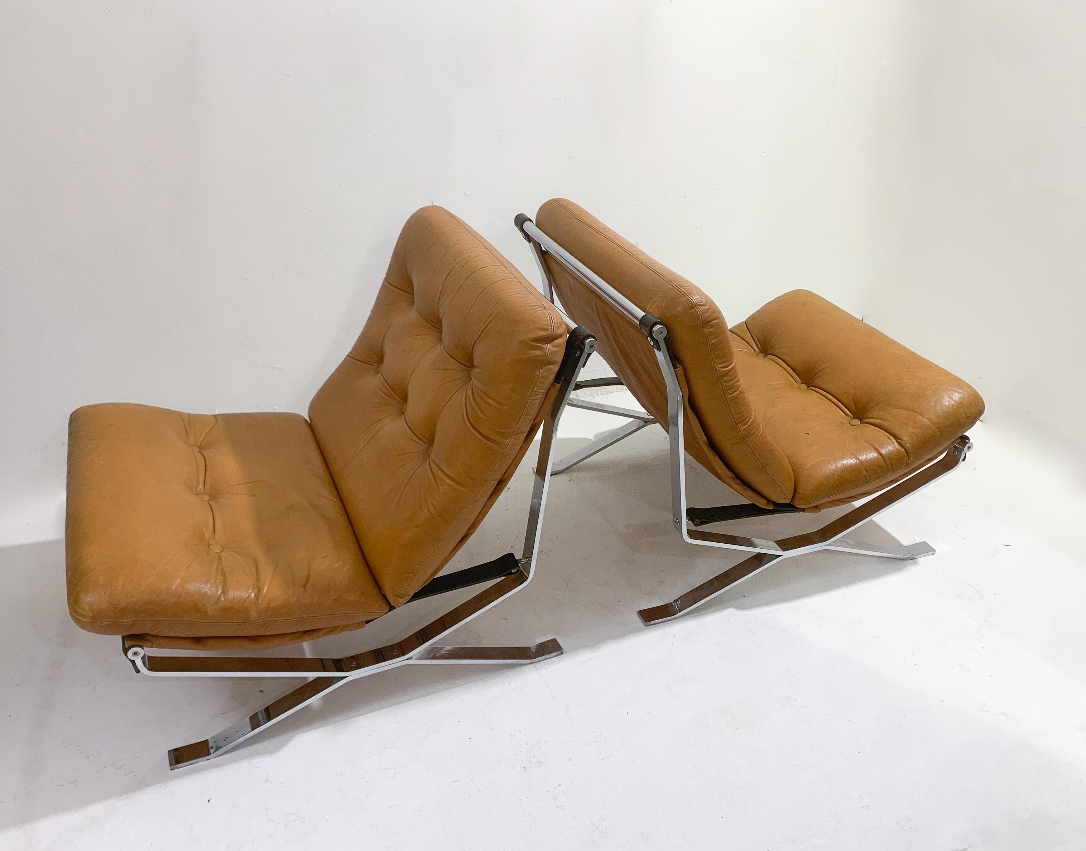 Mid-Century Modern Pair of Italian Armchairs, Original Leather, MIM, 1960s For Sale 7