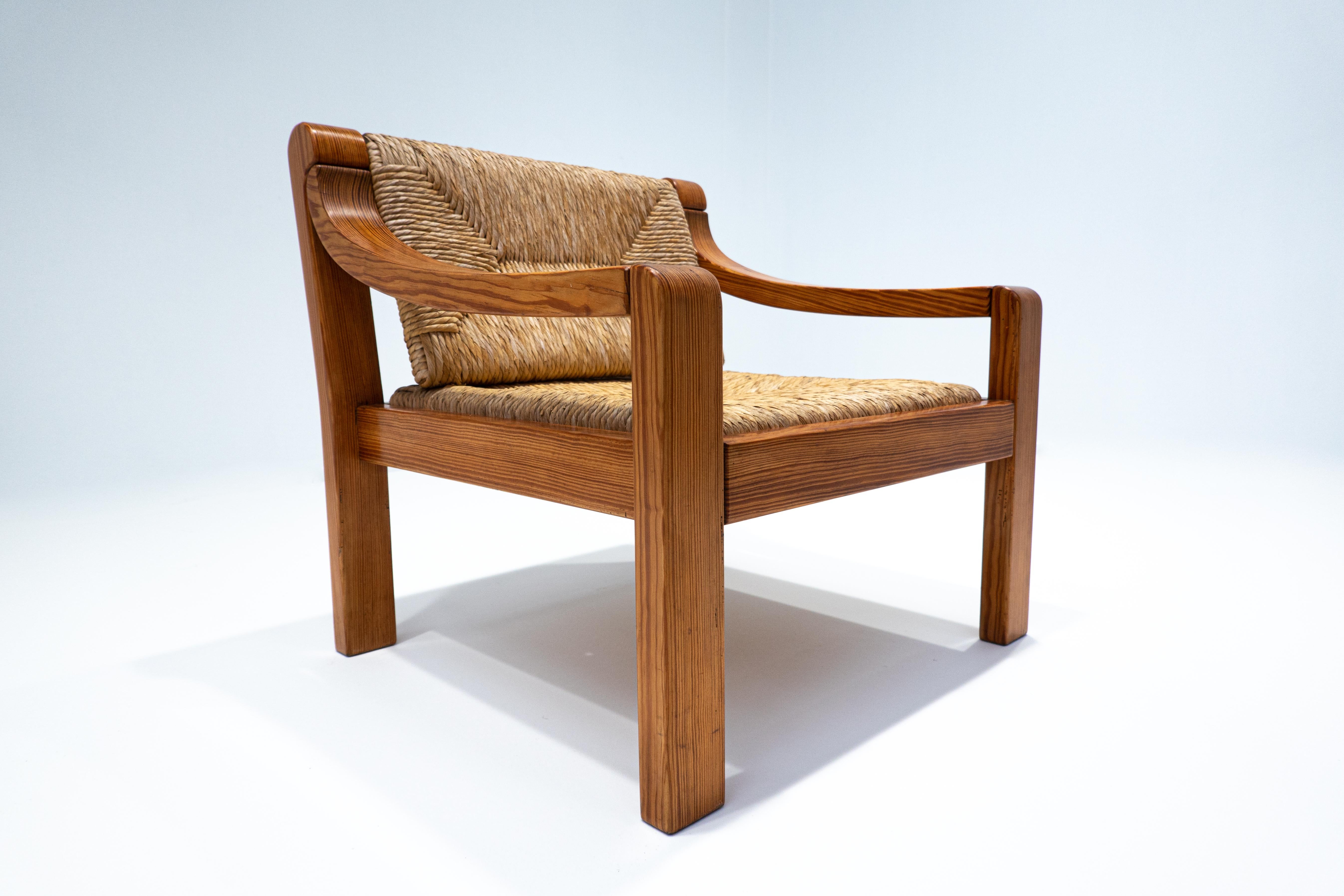 Mid-Century Modern Pair of Italian Armchairs, Pine, 1960s 5